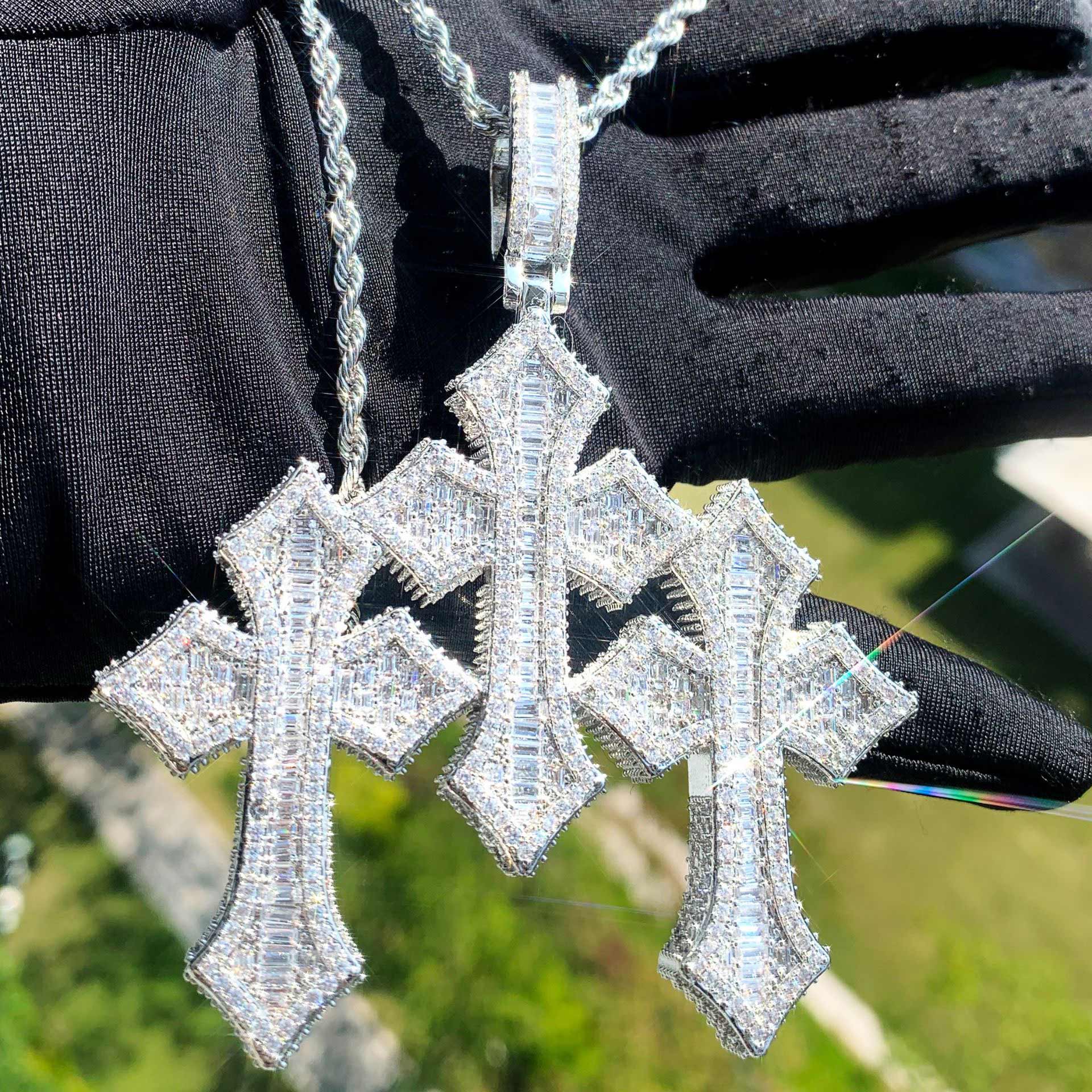 Iced Out Moissanite Rapper HipHop Jesus Cross Pendant 