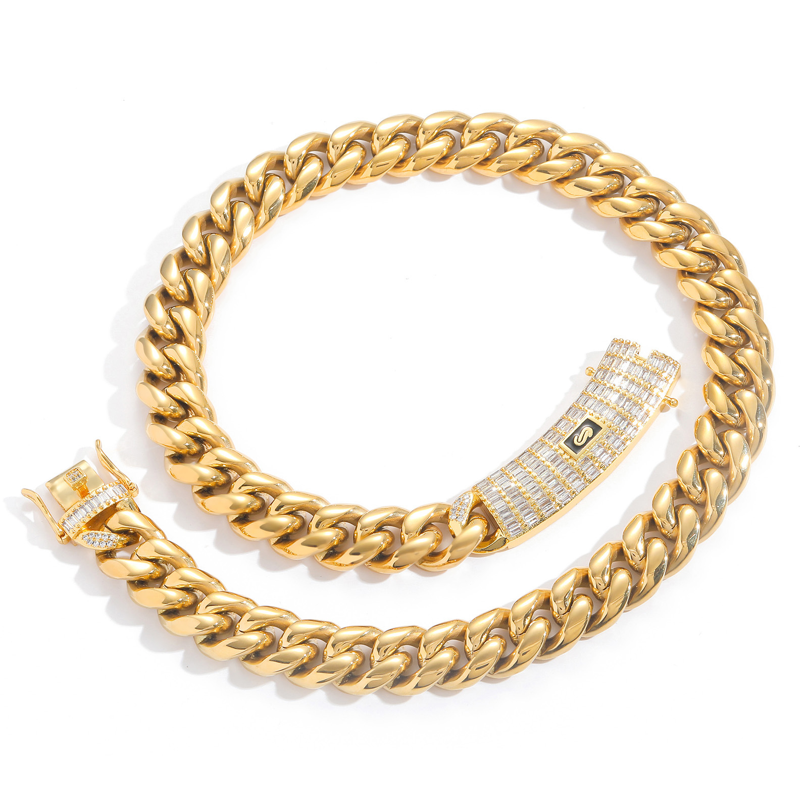 18K Gold Plated Classic Miami Cuban Chain Link And Bracelet