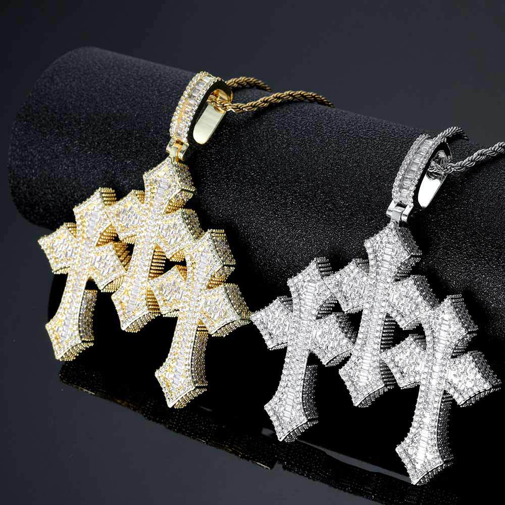 Iced Out Moissanite Rapper HipHop Jesus Cross Pendant 