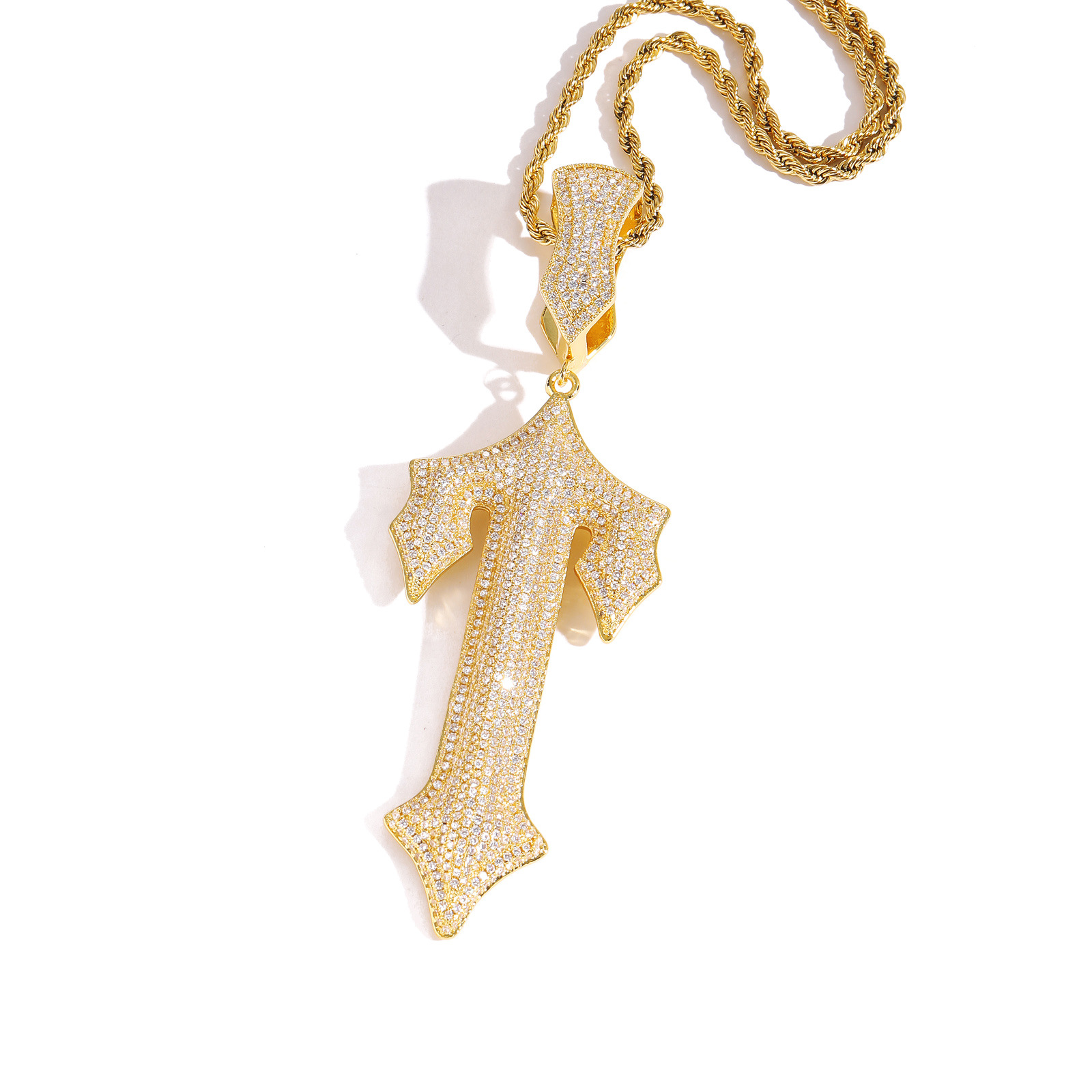 Moissanite Cross Pendant Chain Set