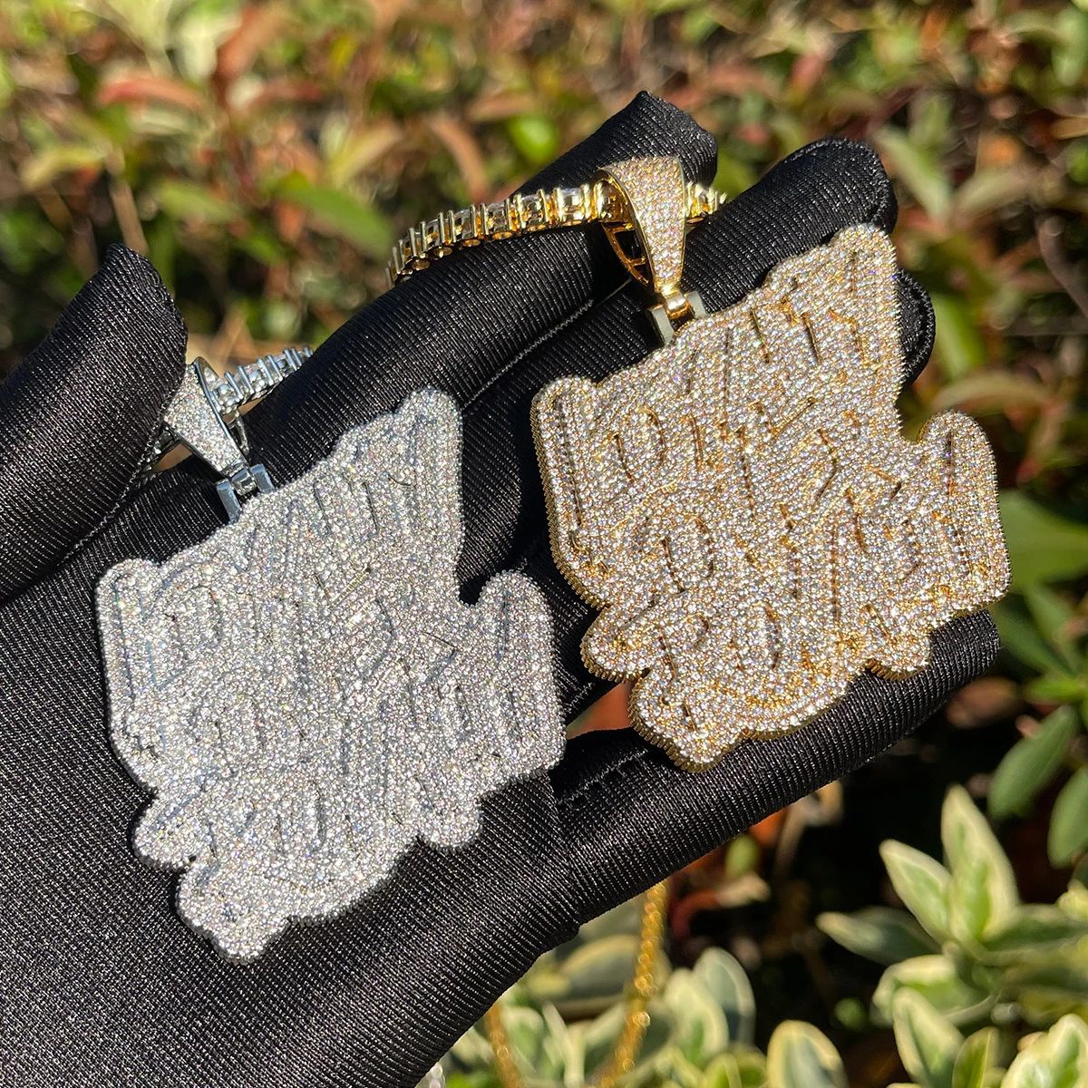 iced out loyalty statement pendant front view