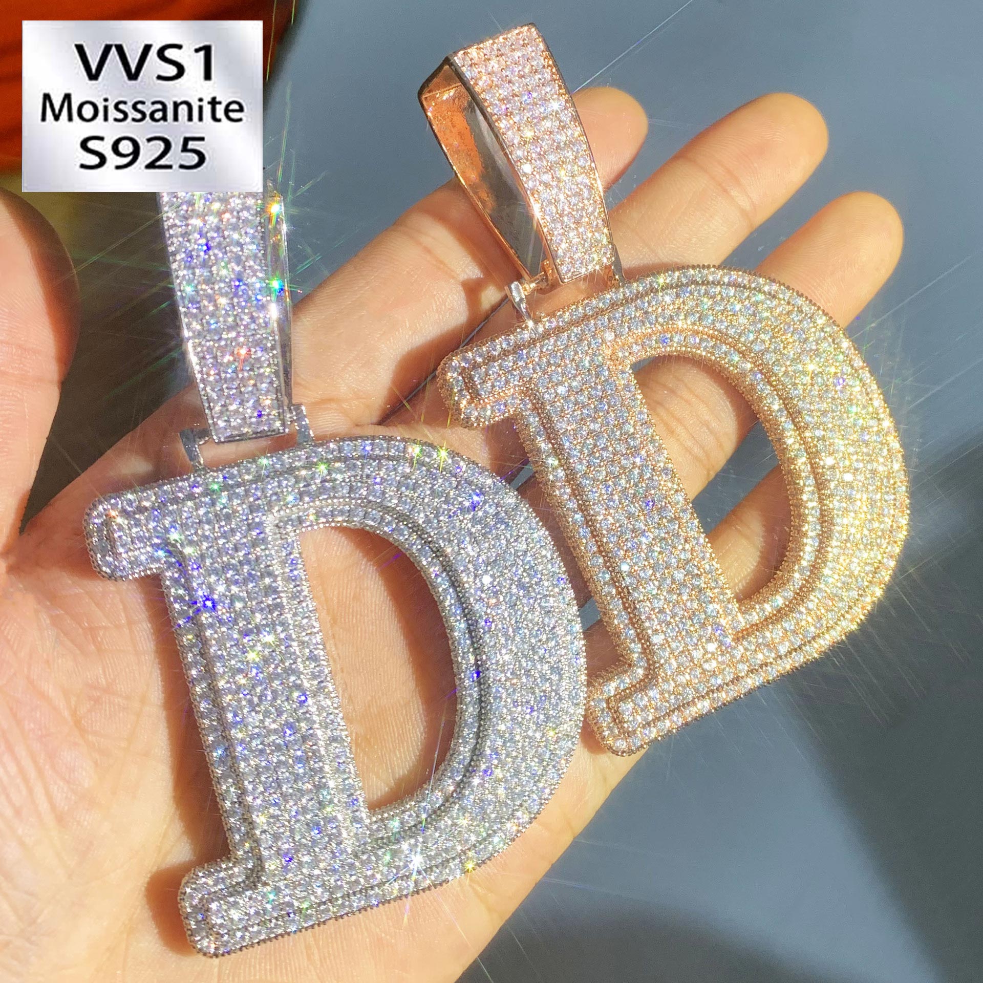 Iced Moissanite Letter Diamond Pendant