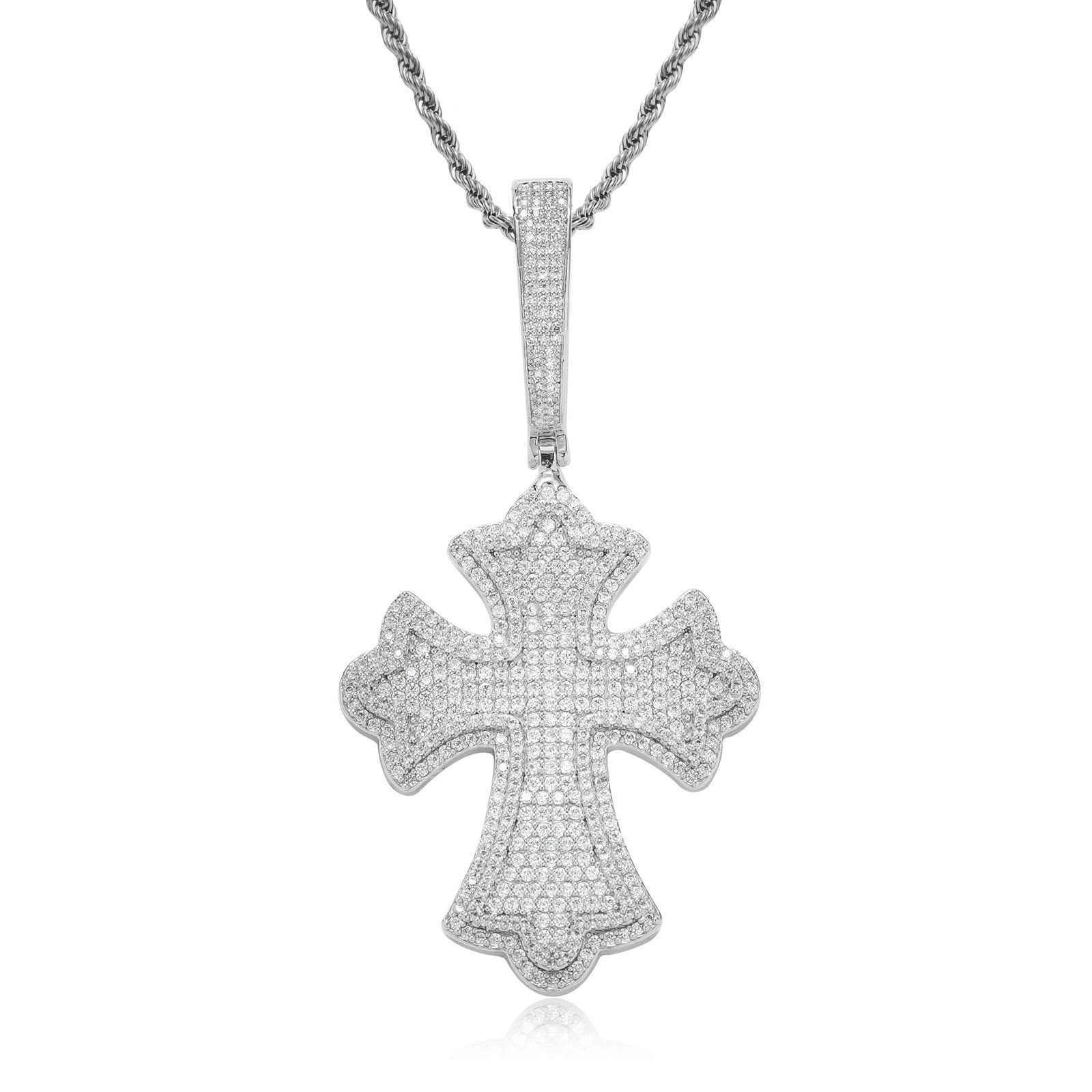 Moissanite Cross Pendant Chain Set