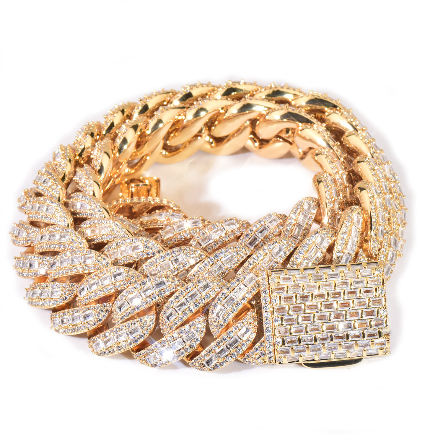 20MM Iced Moissanite Hip Hop T-square Cuban Chain & Bracelet