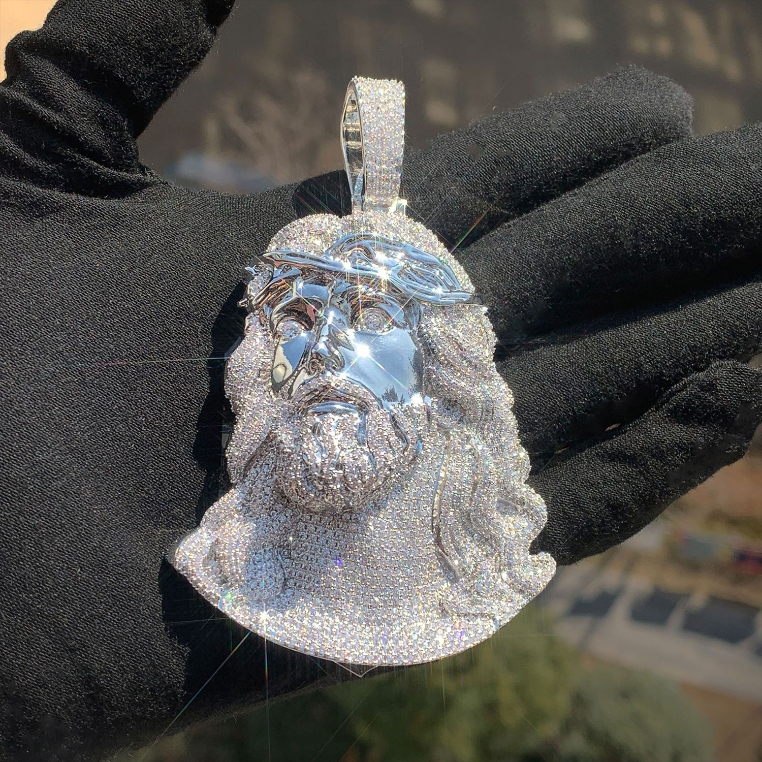 Iced Moissanite Diamond Jesus Pendant