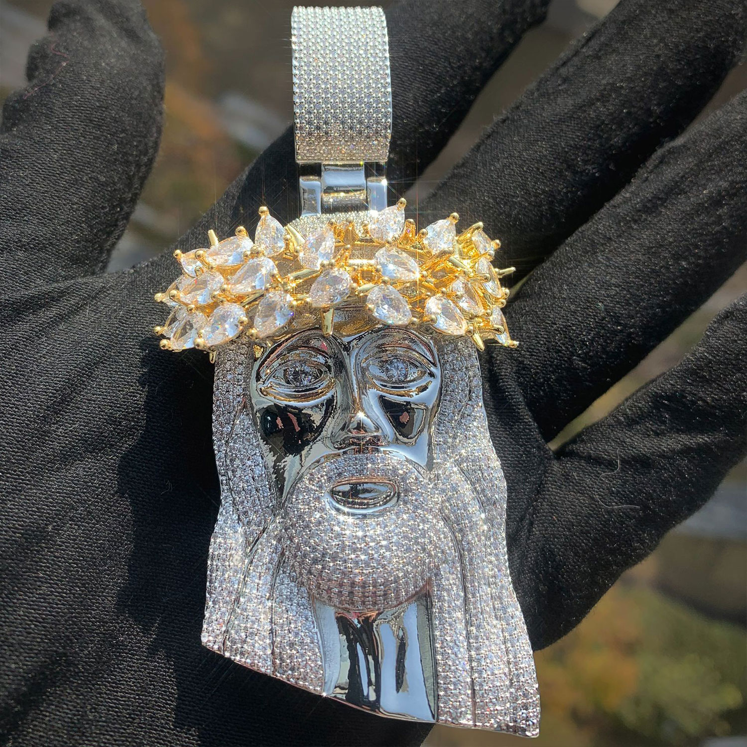 Iced Moissanite Diamond Jesus Pendant