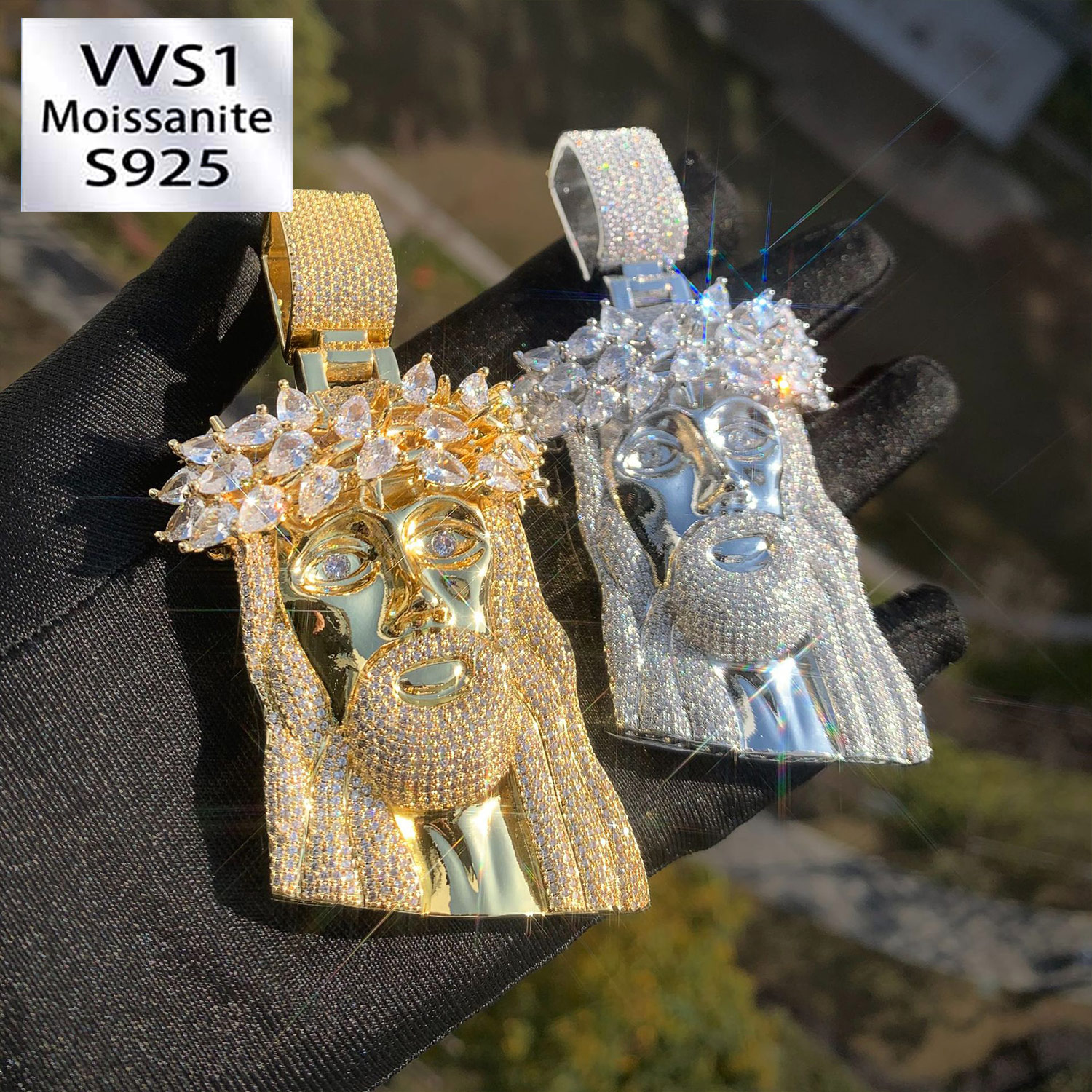 Iced Moissanite Diamond Jesus Pendant