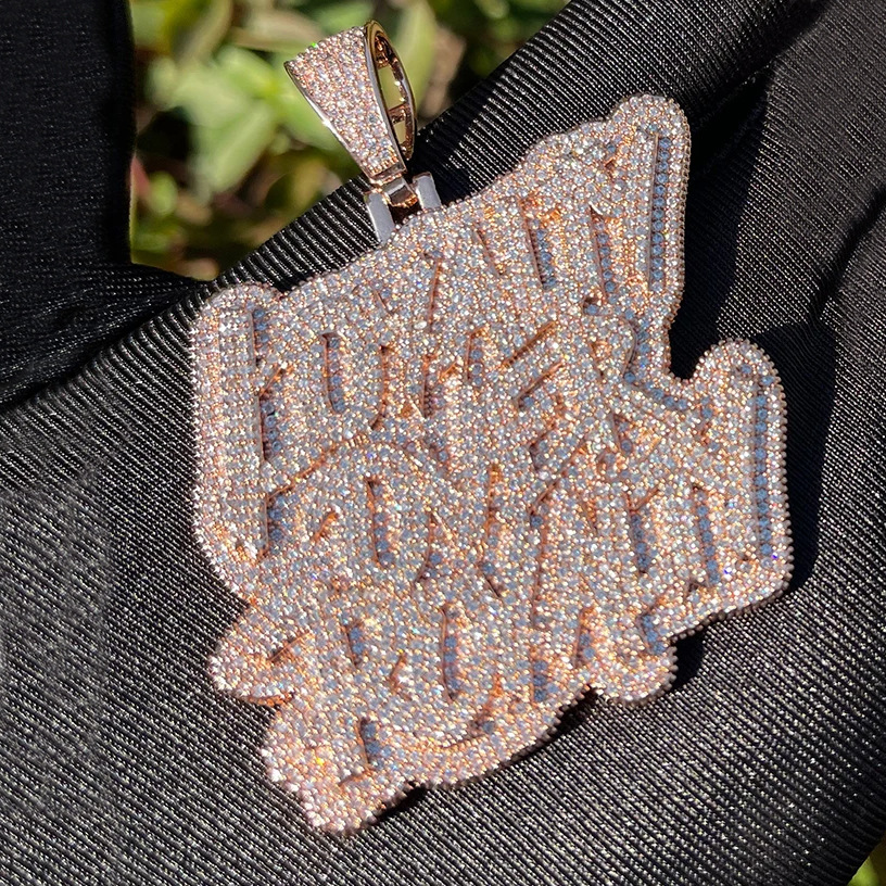 Iced Moissanite Letter Diamond Pendant