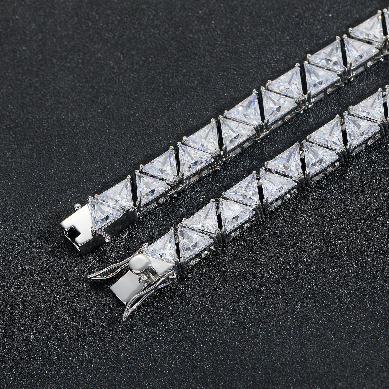 9mm Triangle Moissanite Tennis Chain Bracelet