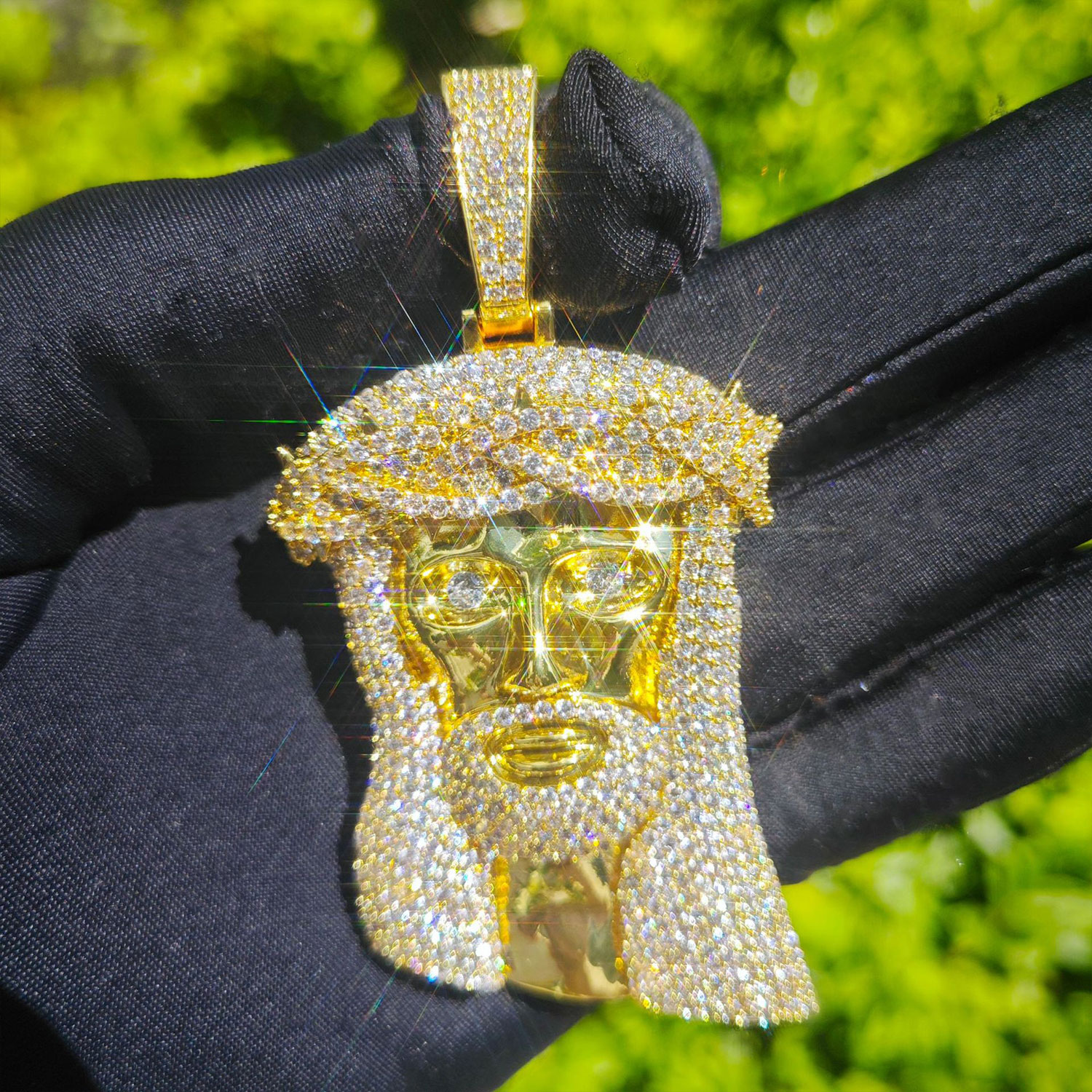 Iced Moissanite Diamond Jesus Thorn Vine Pendant Set