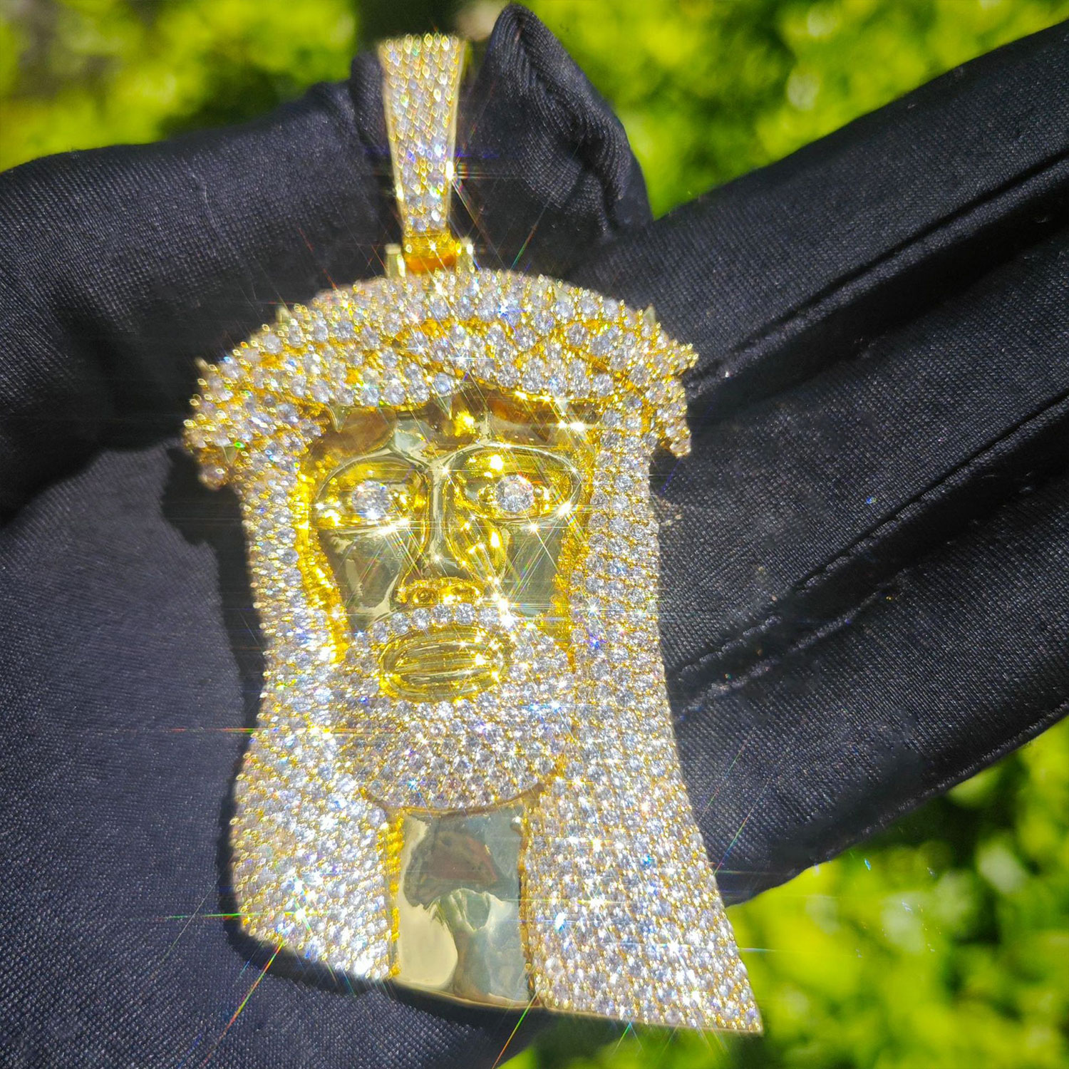 Iced Moissanite Diamond Jesus Thorn Vine Pendant Set