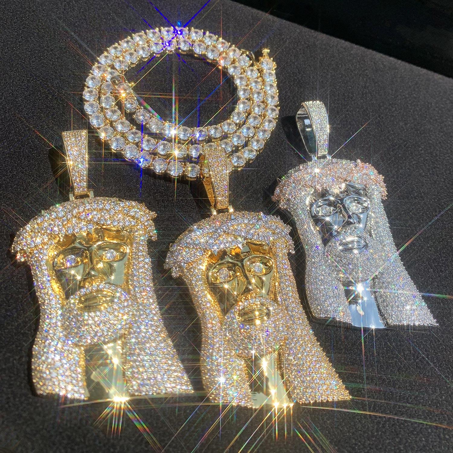 Iced Moissanite Diamond Jesus Thorn Vine Pendant Set