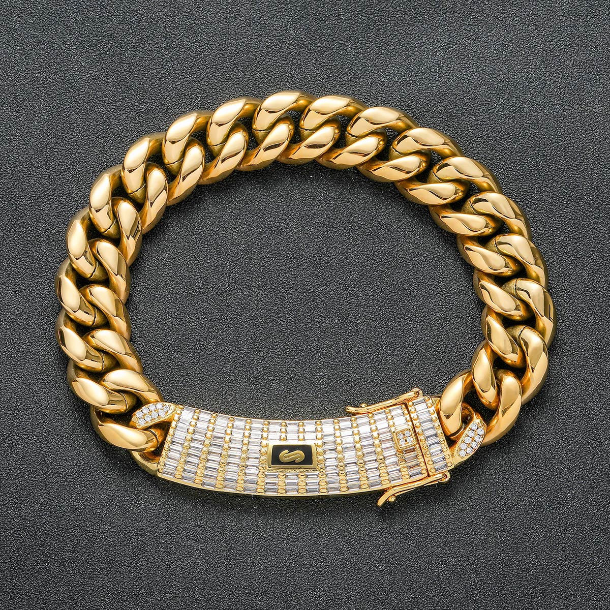 18K Gold Plated Classic Miami Cuban Chain Link And Bracelet