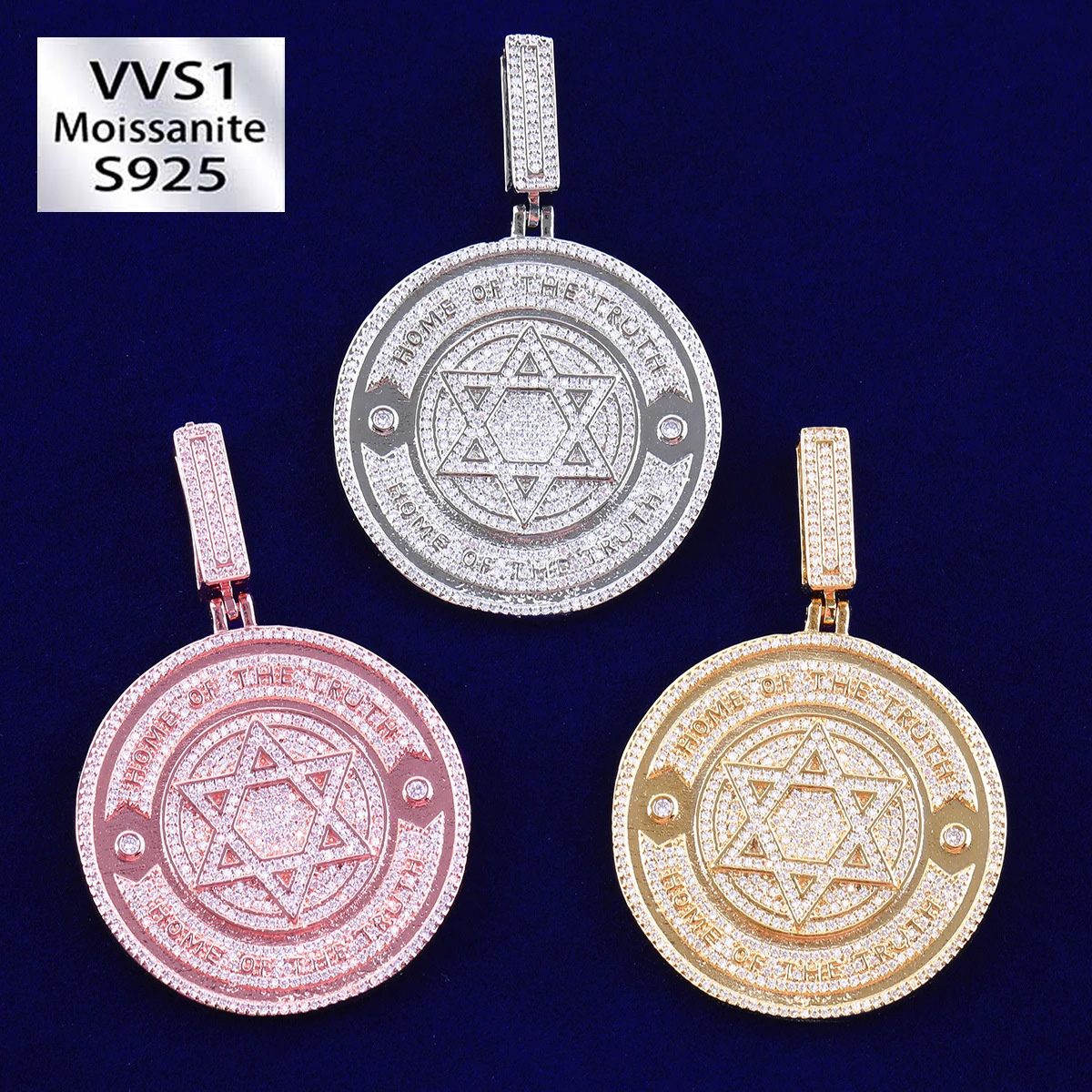 Moissanite Hip Hop Large Disc Pendant