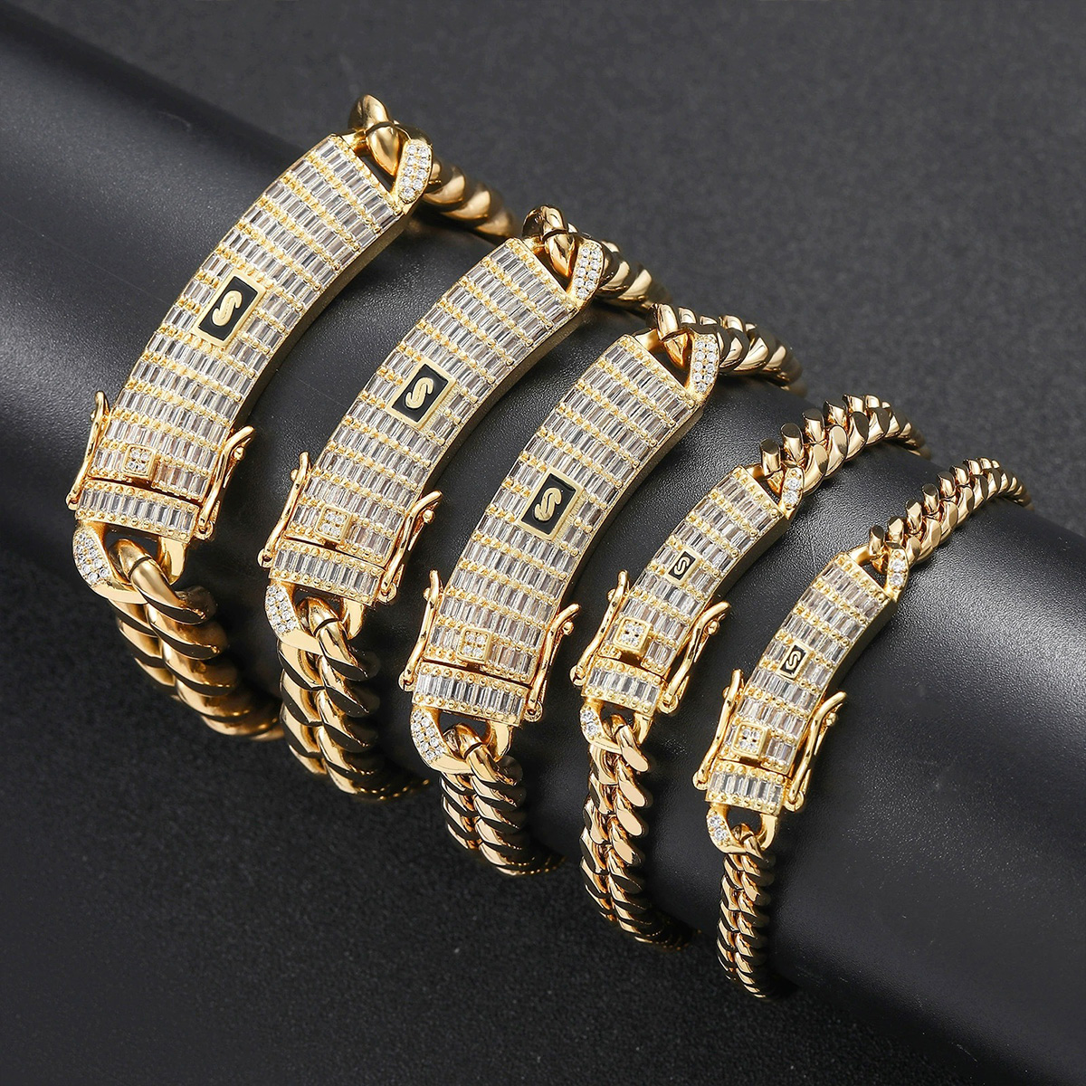 18K Gold Plated Classic Miami Cuban Chain Link And Bracelet