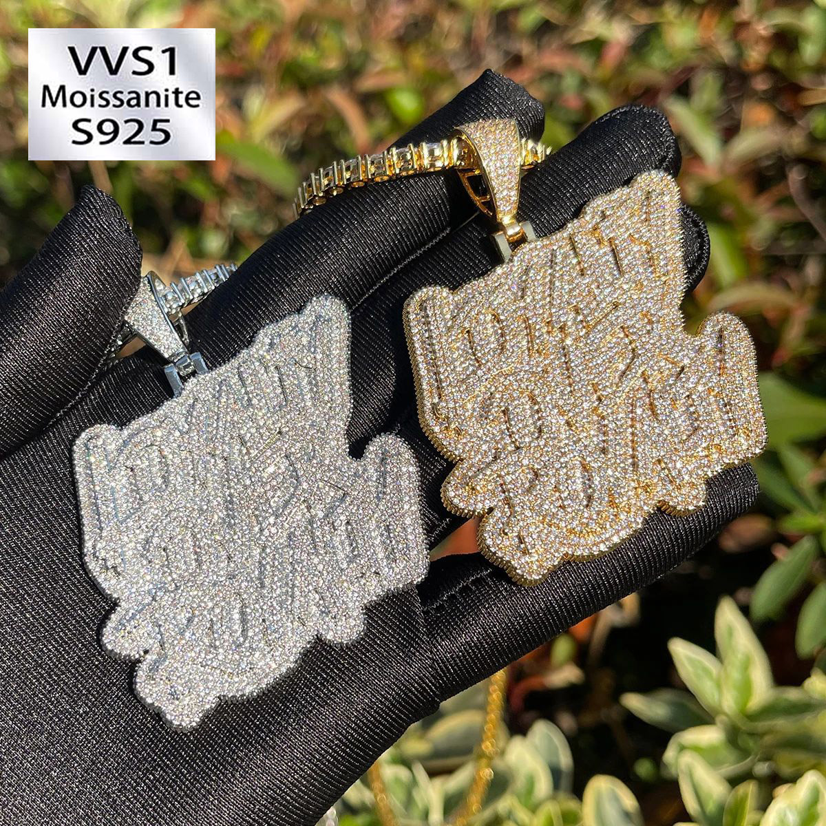 Iced Moissanite Letter Diamond Pendant