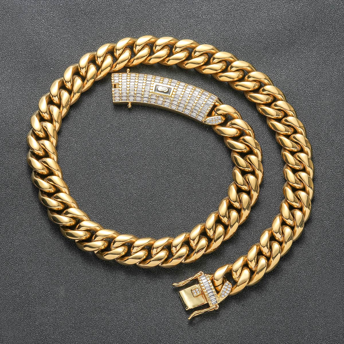 18K Gold Plated Classic Miami Cuban Chain Link And Bracelet