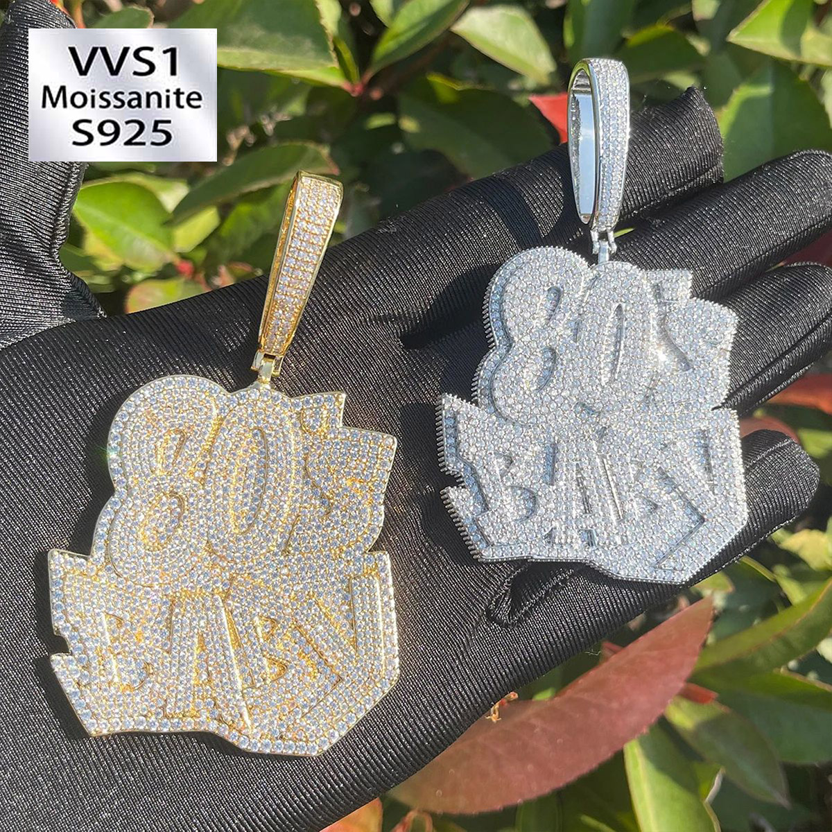 Iced Moissanite Letter Number Diamond Pendant