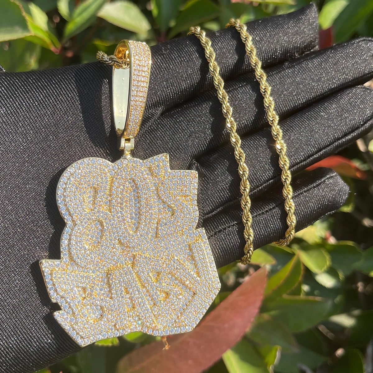 Iced Moissanite Letter Number Diamond Pendant