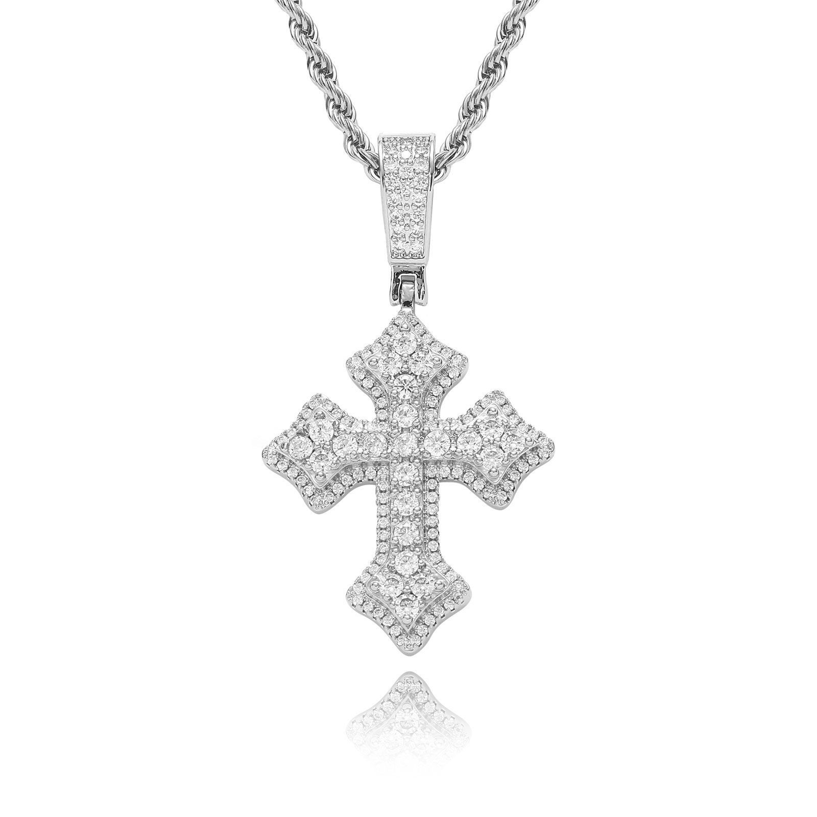 Iced Moissanite Cross Pendant Set