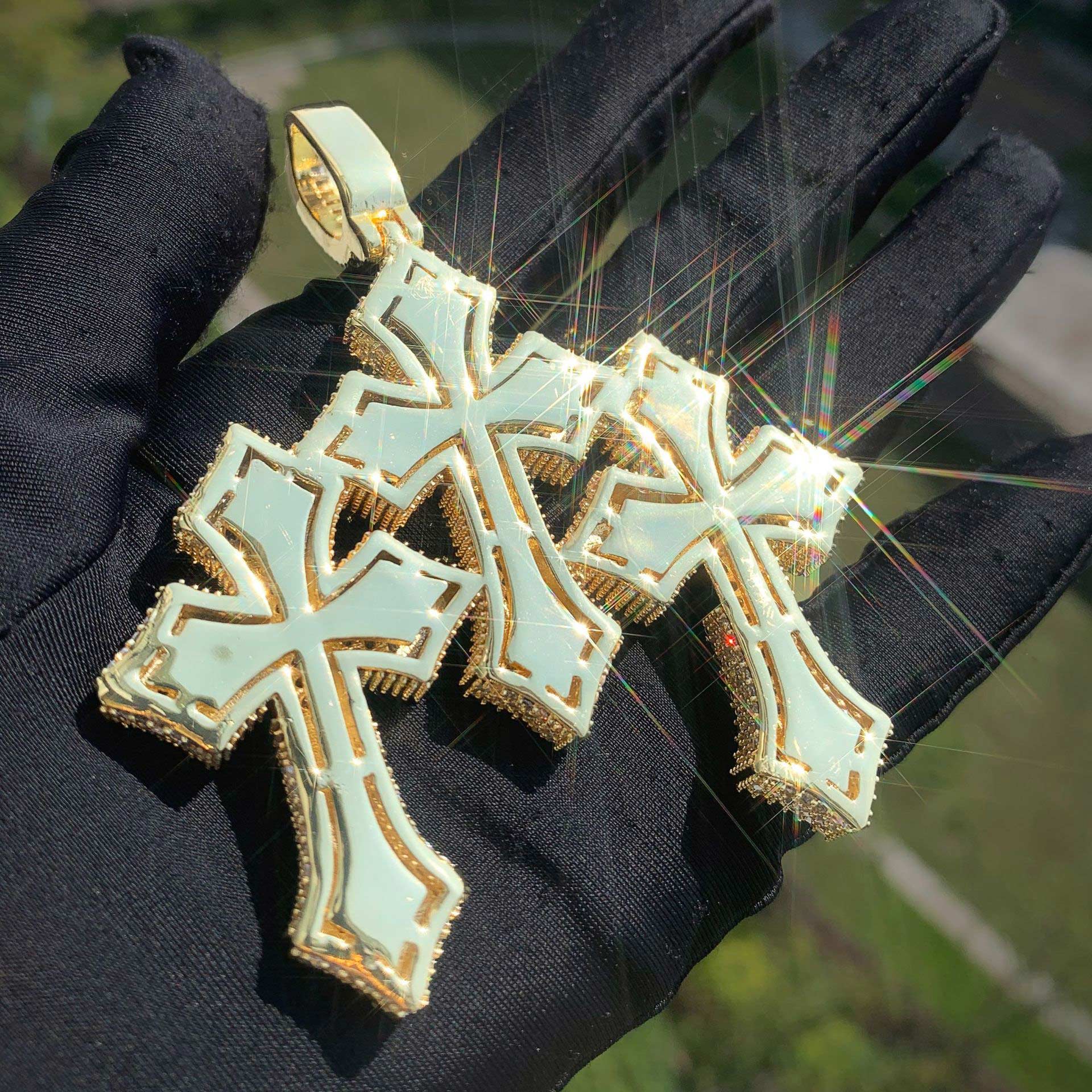 Iced Out Moissanite Rapper HipHop Jesus Cross Pendant 