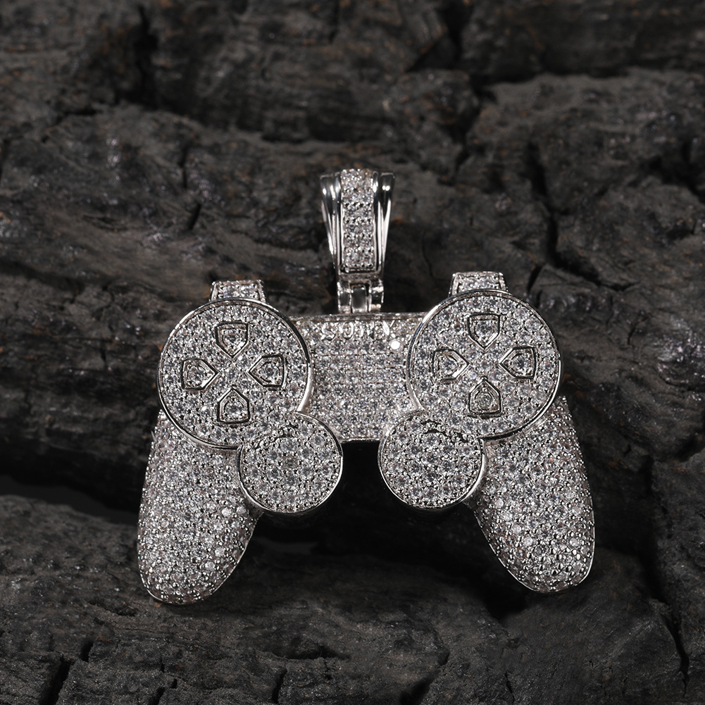 Moissanite Street Style Game Controller Pendant 3mm Tennis Chain Set