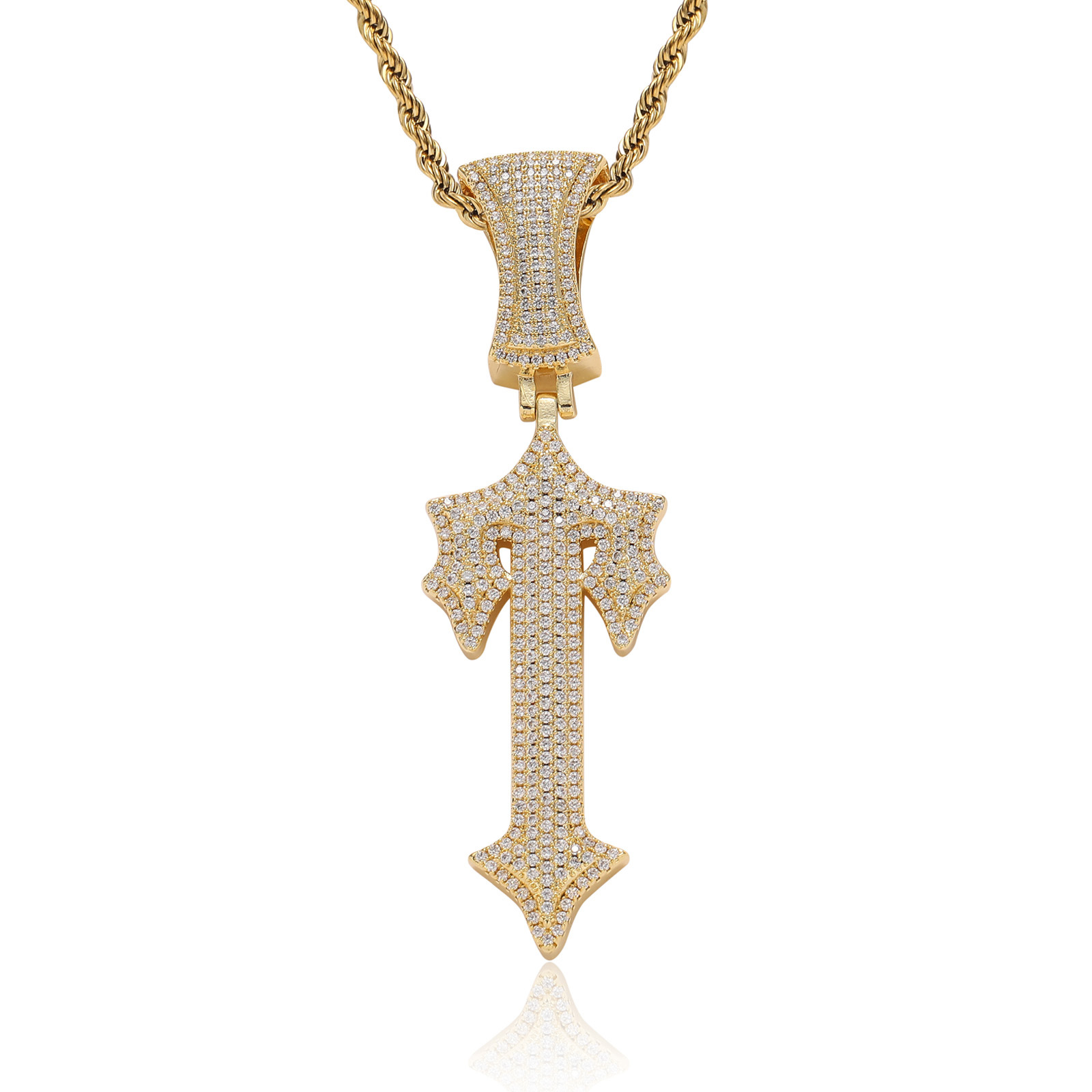 Moissanite Cross Pendant Chain Set