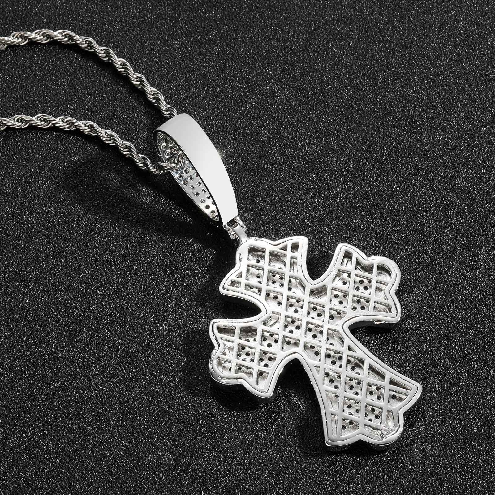 Moissanite Cross Pendant Chain Set