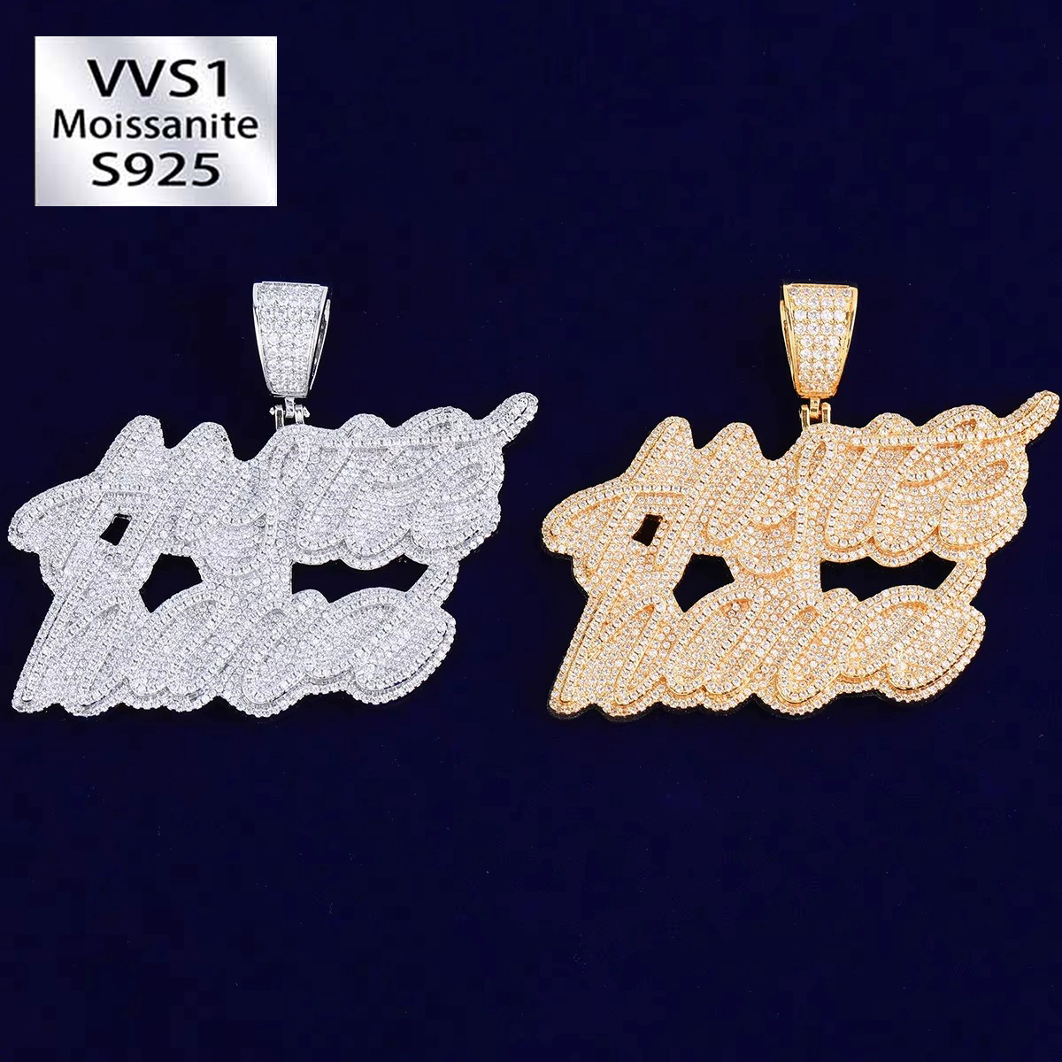 Iced Moissanite Letter Diamond Pendant