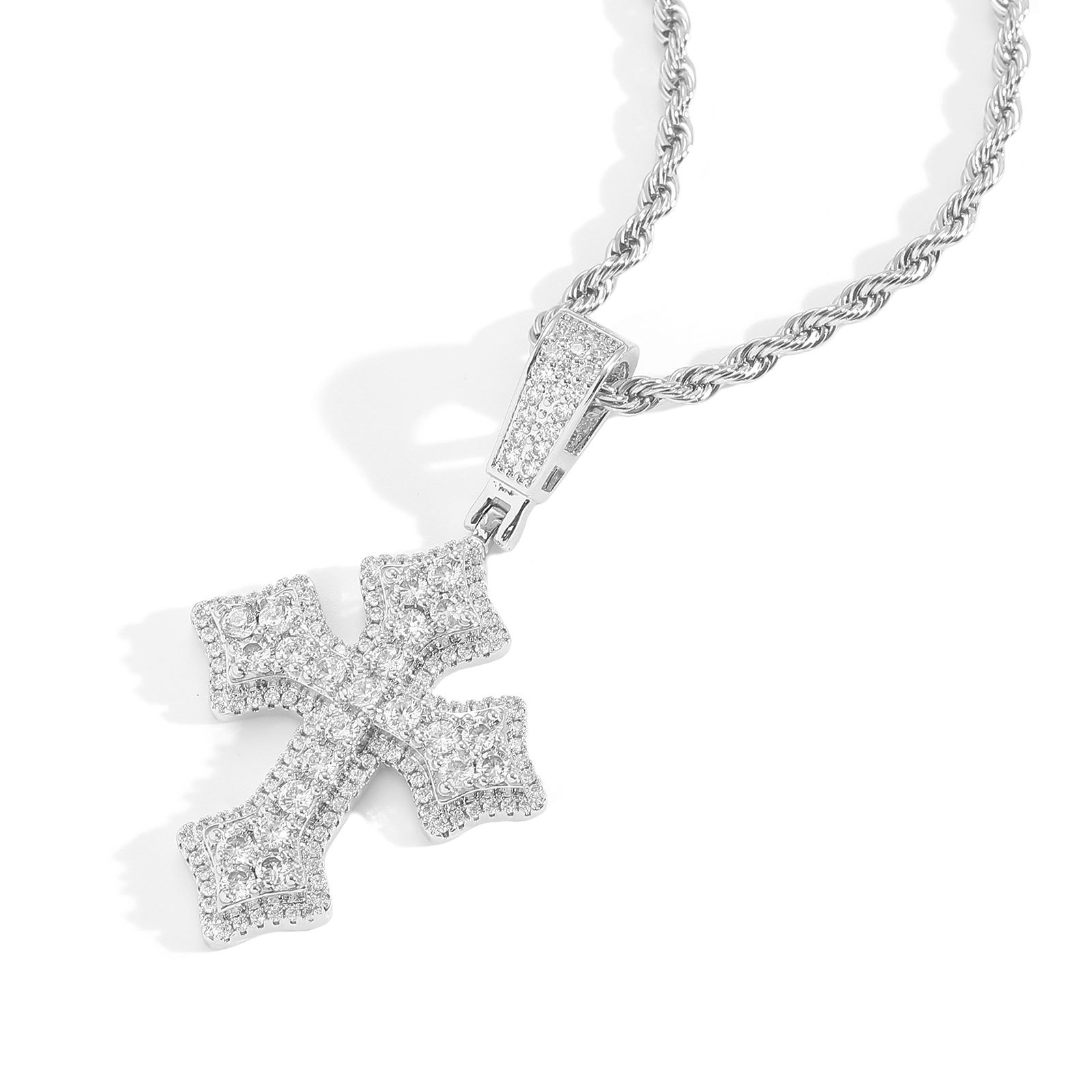 Iced Moissanite Cross Pendant Set