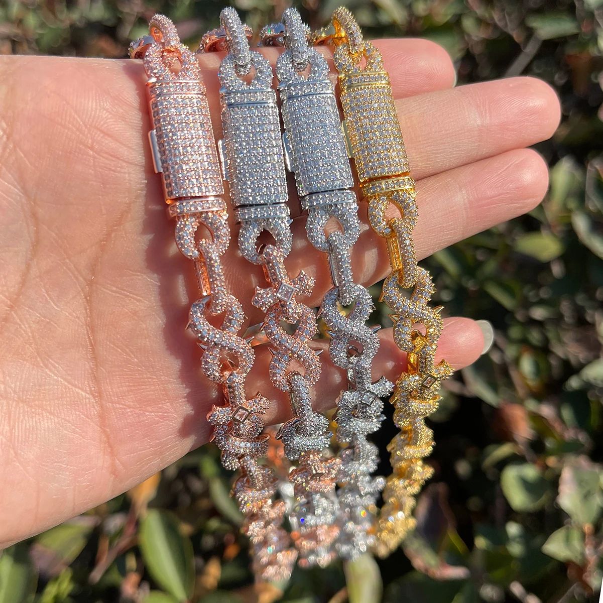 Micro Pave Spiked Cross Inifinity Link Chain