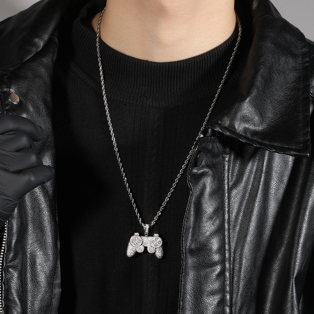 Moissanite Street Style Game Controller Pendant 3mm Tennis Chain Set