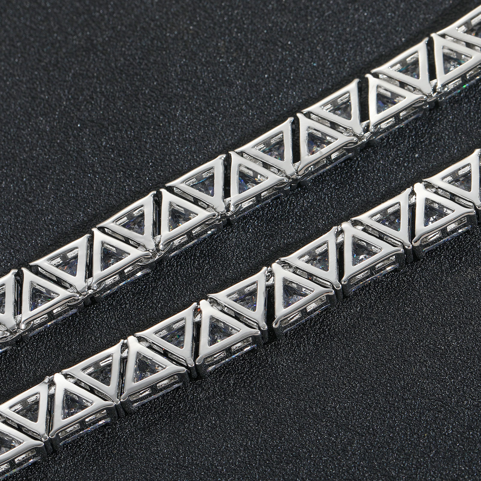 9mm Triangle Moissanite Tennis Chain Bracelet