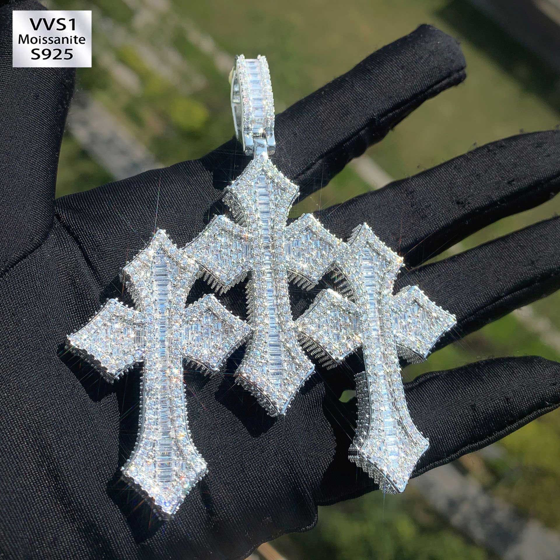 Iced Out Moissanite Rapper HipHop Jesus Cross Pendant 