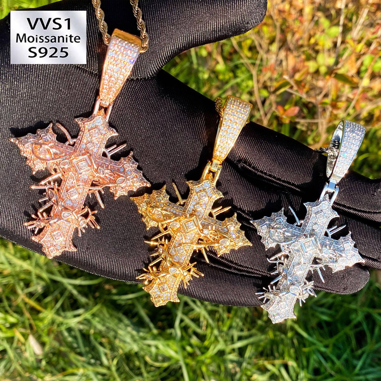 Iced Moissanite Cross Pendant