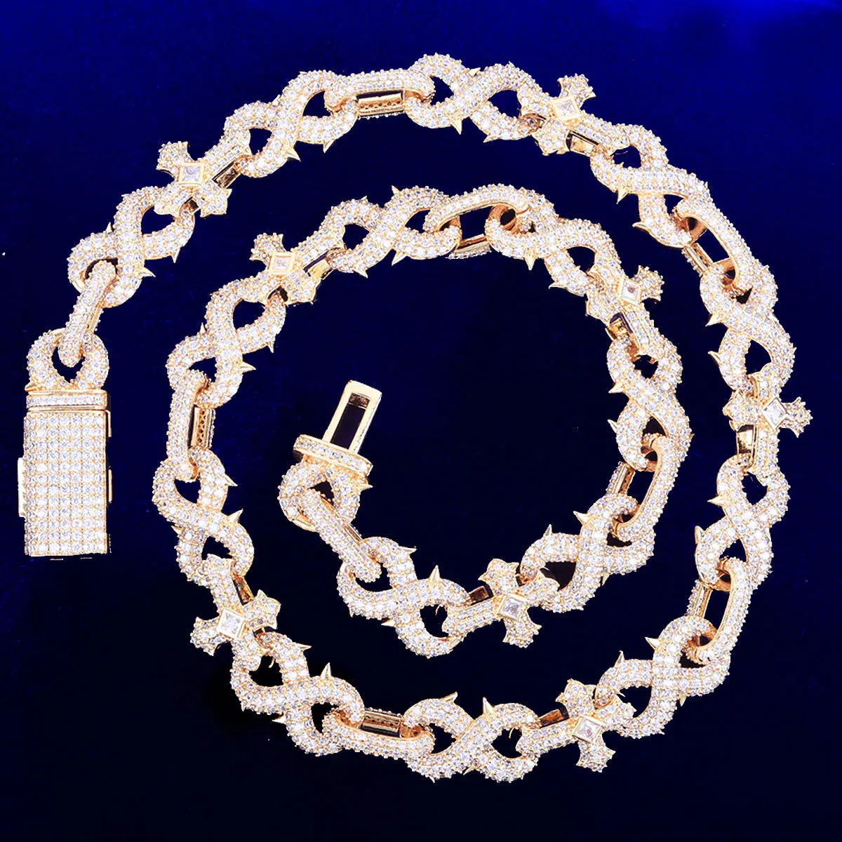 Micro Pave Spiked Cross Inifinity Link Chain