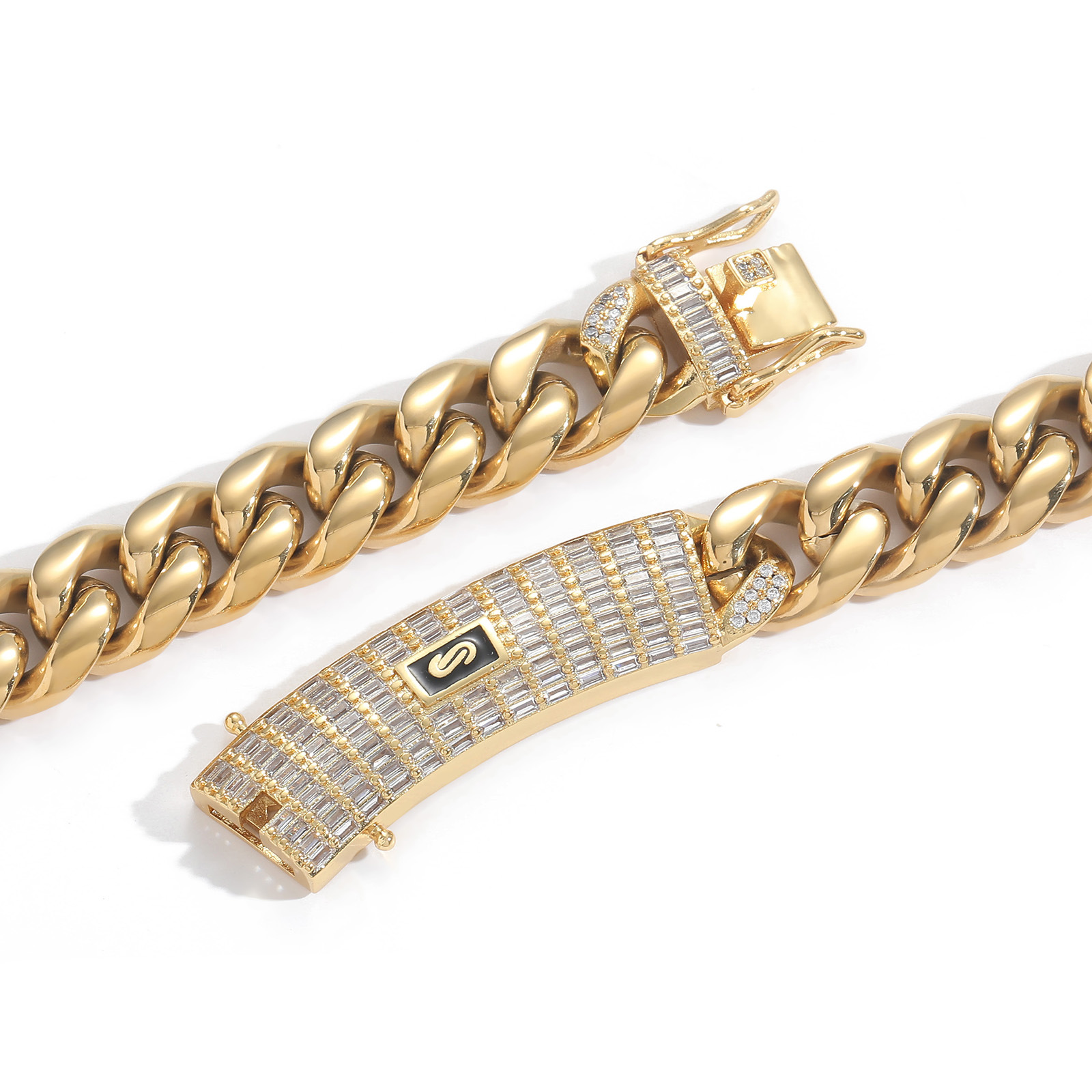18K Gold Plated Classic Miami Cuban Chain Link And Bracelet