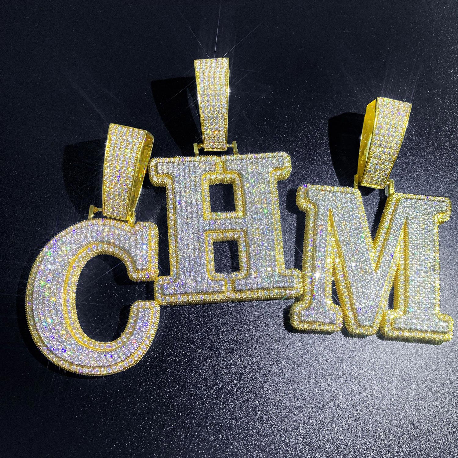 Iced Moissanite Letter Diamond Pendant