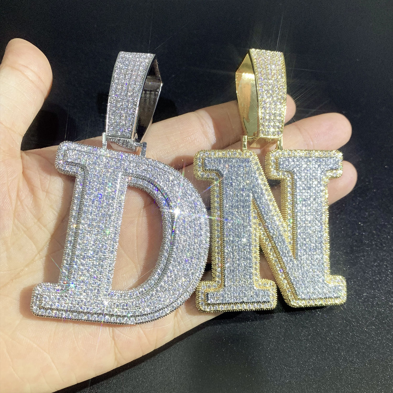 Iced Moissanite Letter Diamond Pendant