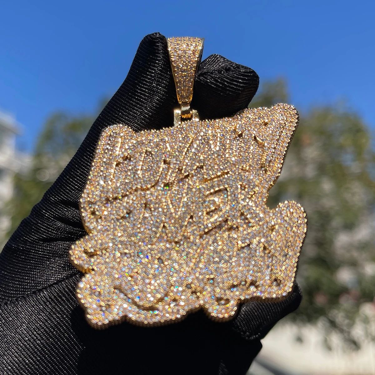 Iced Moissanite Letter Diamond Pendant