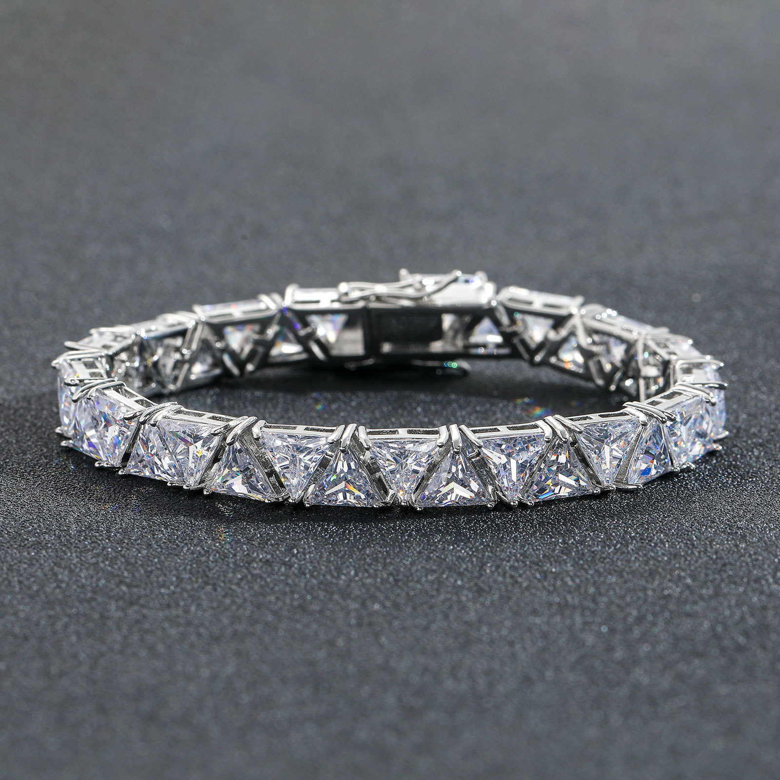 9mm Triangle Moissanite Tennis Chain Bracelet