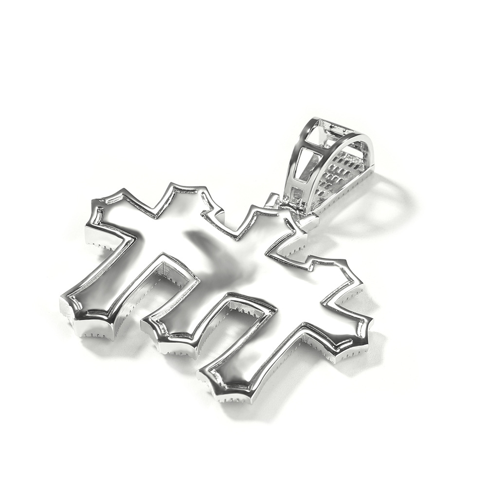 Iced Moissanite Hip Hop T-square Cross Diamond Pendant 