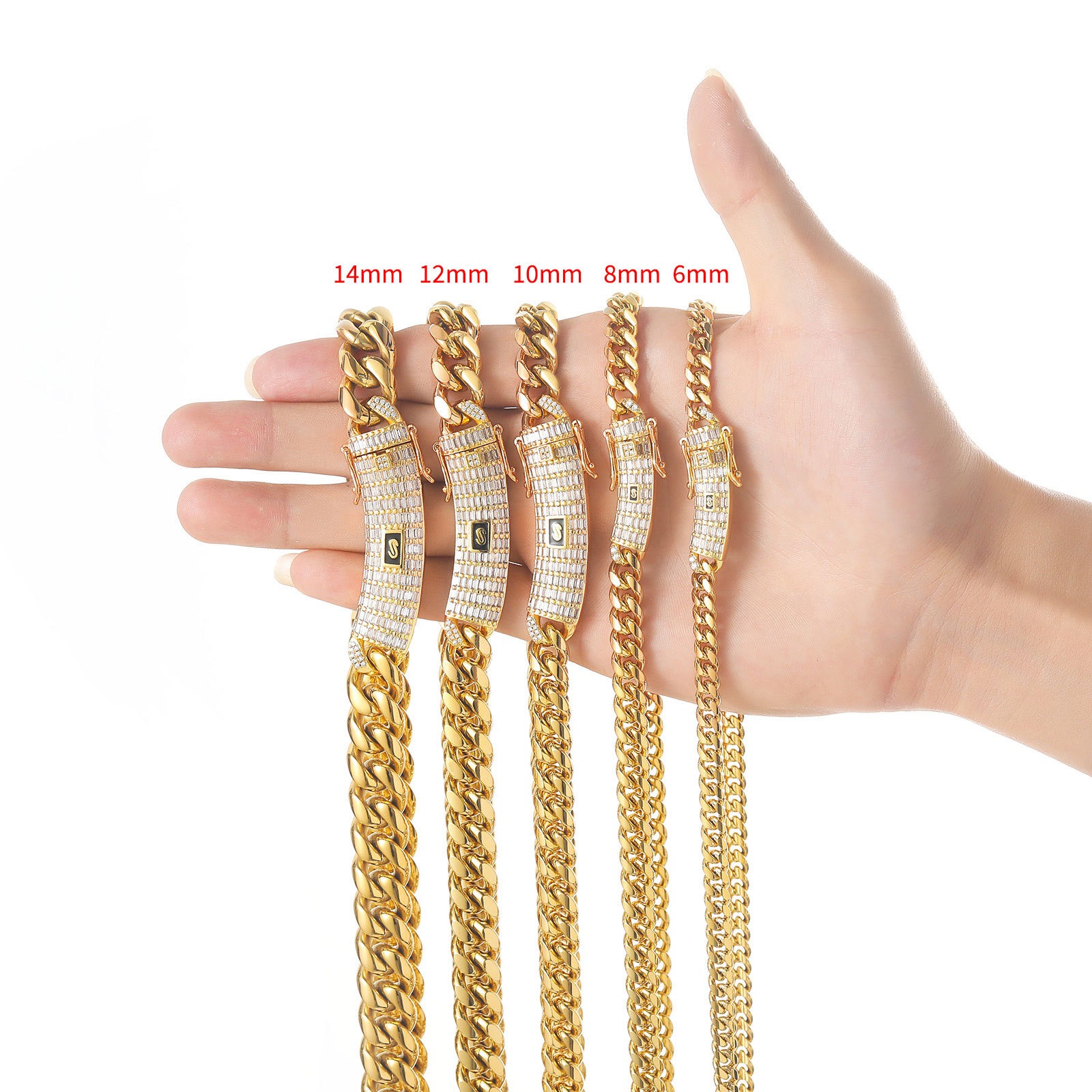 18K Gold Plated Classic Miami Cuban Chain Link And Bracelet