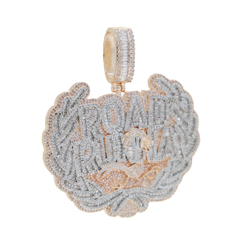 Iced Moissanite Letter Number Diamond Pendant