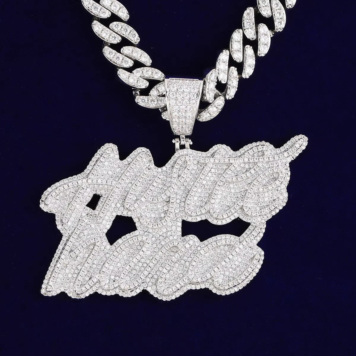 Iced Moissanite Letter Diamond Pendant