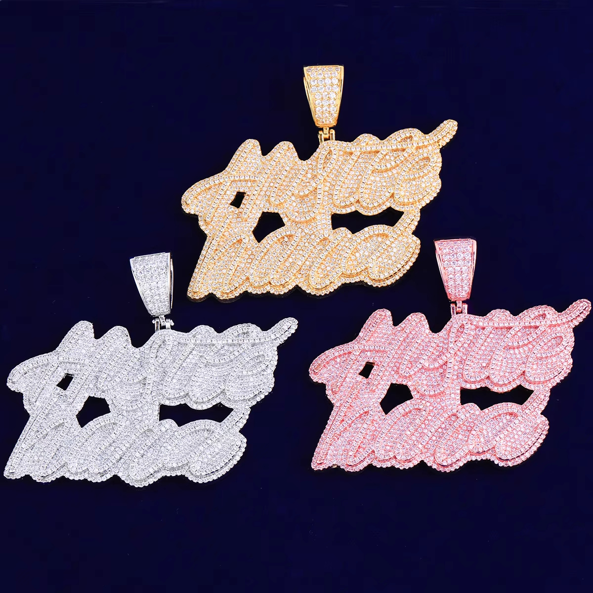 Iced Moissanite Letter Diamond Pendant