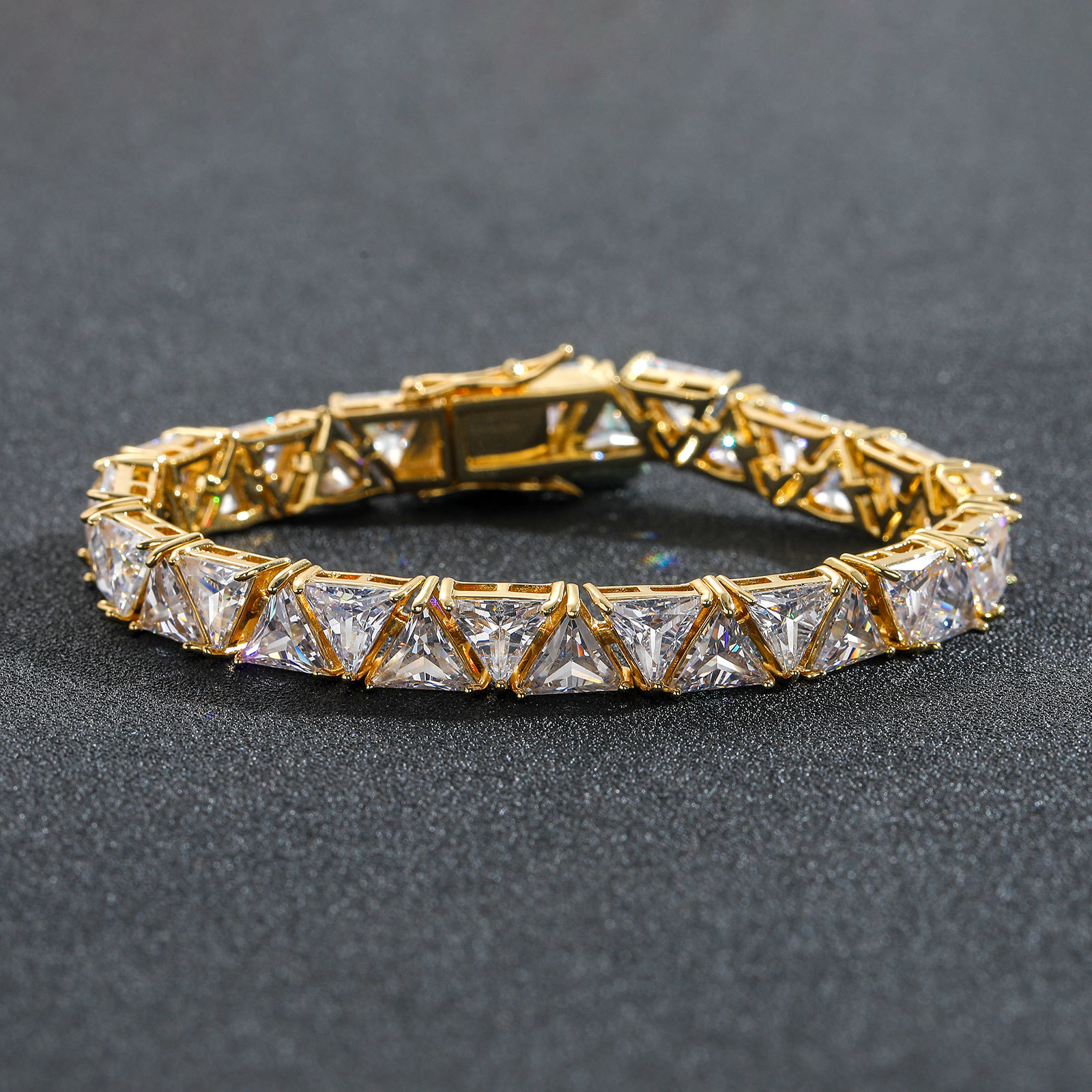 9mm Triangle Moissanite Tennis Chain Bracelet