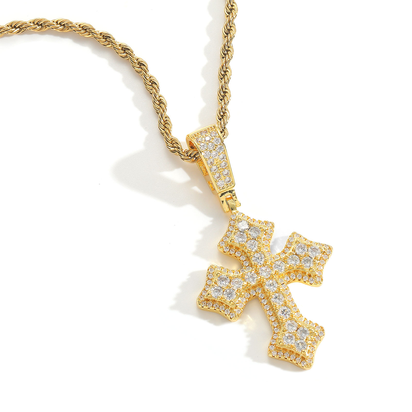 Iced Moissanite Cross Pendant Set