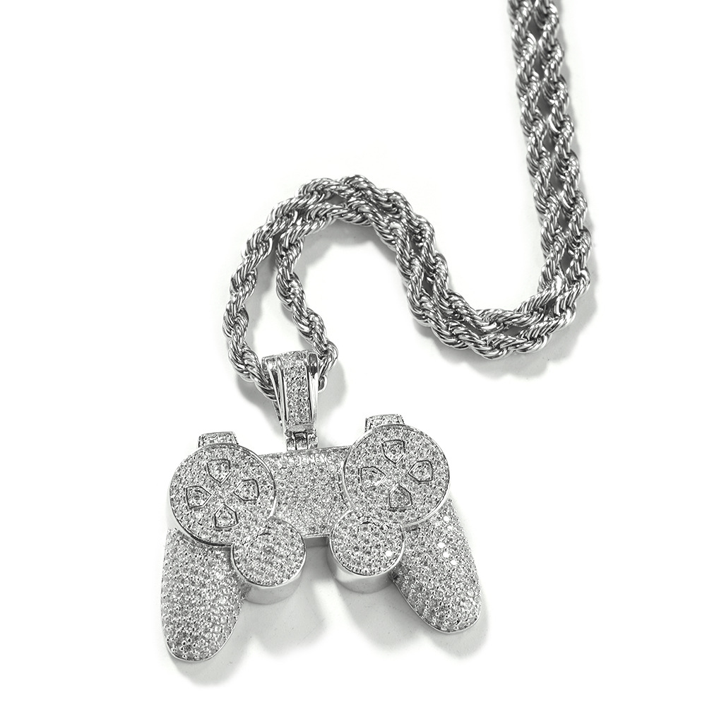 Moissanite Street Style Game Controller Pendant 3mm Tennis Chain Set