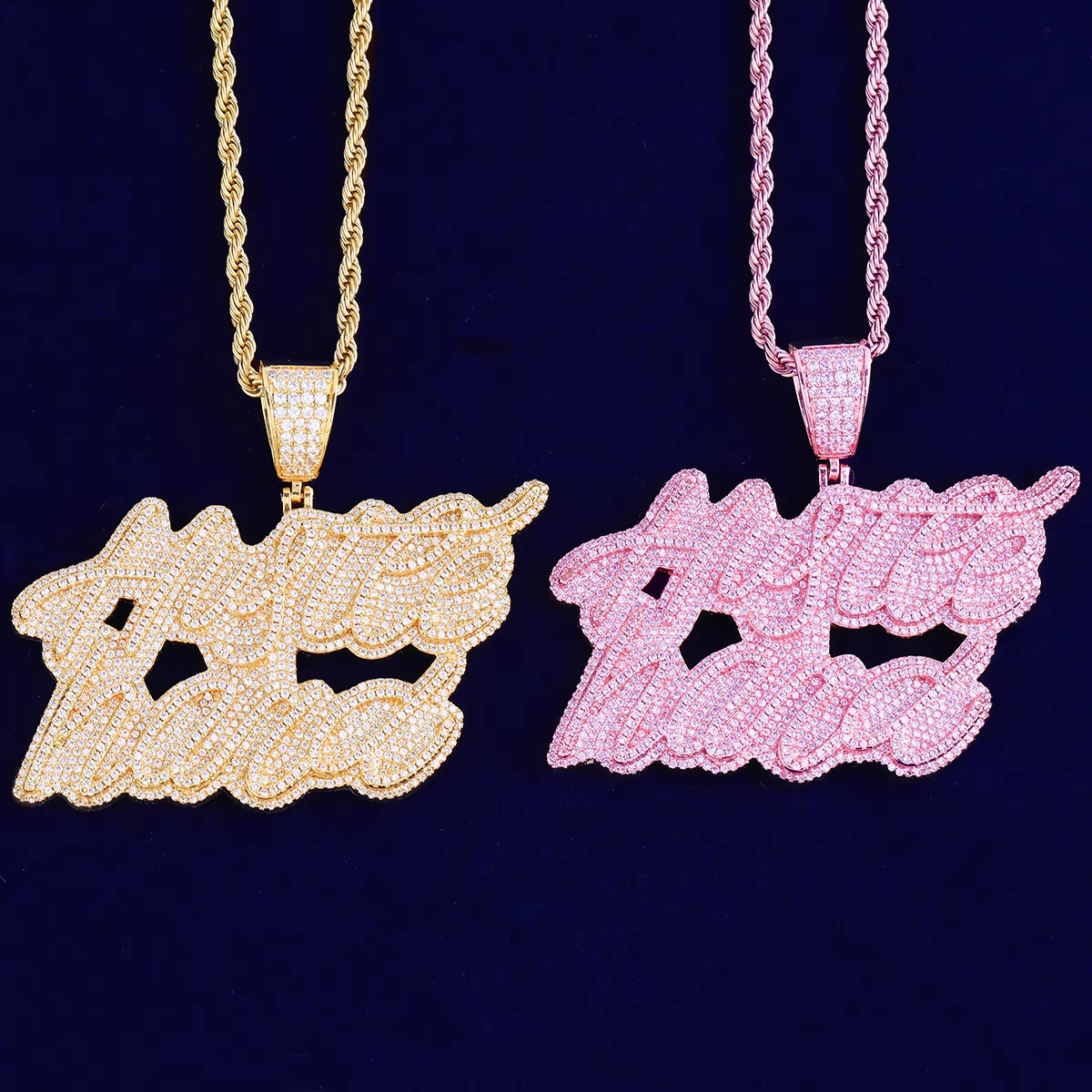 Iced Moissanite Letter Diamond Pendant